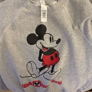 Disney Gray and Red Mickey Mouse Sweatshirt